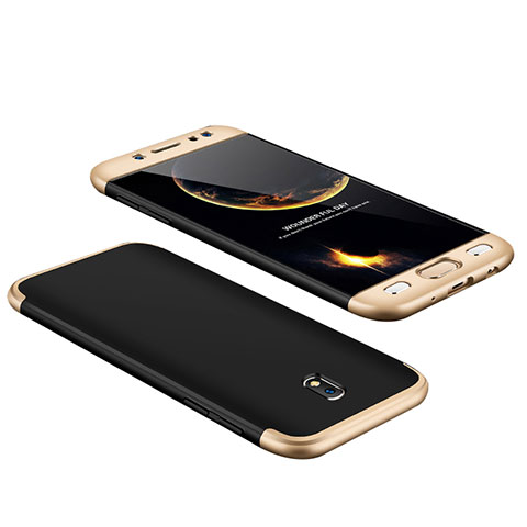 Funda Dura Plastico Rigida Mate Frontal y Trasera 360 Grados para Samsung Galaxy J7 Pro Oro y Negro
