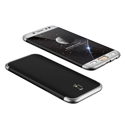 Funda Dura Plastico Rigida Mate Frontal y Trasera 360 Grados para Samsung Galaxy J7 Pro Plata