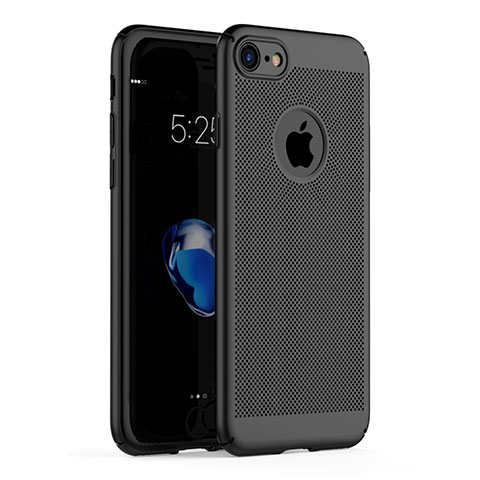 Funda Dura Plastico Rigida Perforada G01 para Apple iPhone 7 Negro