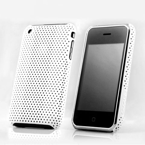 Funda Dura Plastico Rigida Perforada para Apple iPhone 3G 3GS Blanco