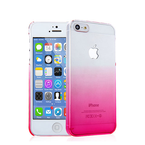 Funda Dura Plastico Rigida Transparente Gradient para Apple iPhone 5 Rosa