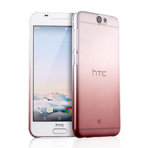Funda Dura Plastico Rigida Transparente Gradient para HTC One A9 Rosa