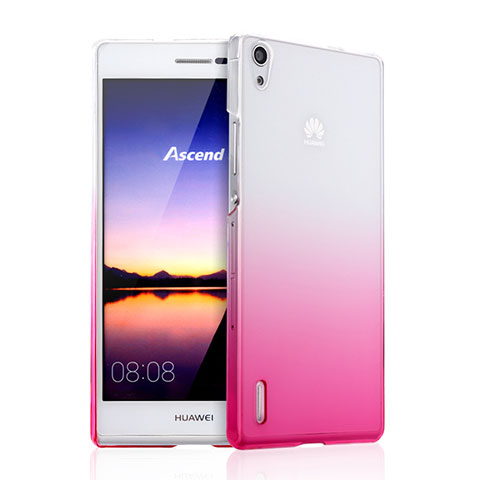 Funda Dura Plastico Rigida Transparente Gradient para Huawei P7 Dual SIM Rosa
