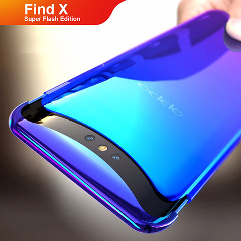 Funda Dura Plastico Rigida Transparente Gradient para Oppo Find X Super Flash Edition Azul