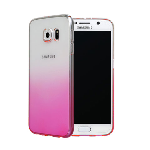Funda Dura Plastico Rigida Transparente Gradient para Samsung Galaxy S6 Duos SM-G920F G9200 Rosa