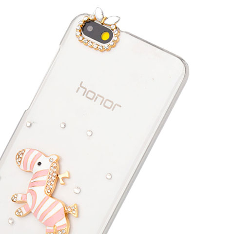 Funda Dura Rigida Lujo Diamante Brillante Cebra para Huawei Honor 4X Rosa