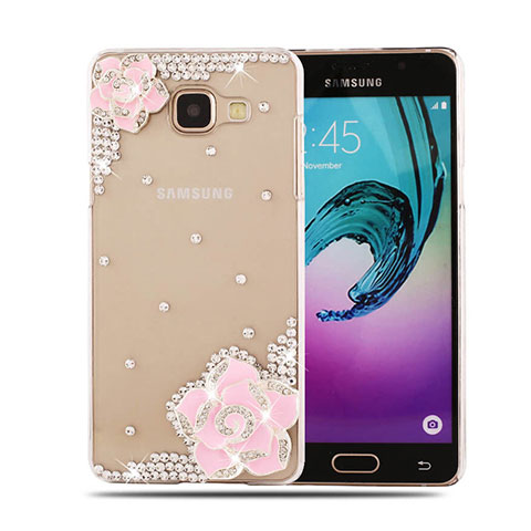 Funda Dura Rigida Lujo Diamante Brillante Flores para Samsung Galaxy A5 (2016) SM-A510F Rosa