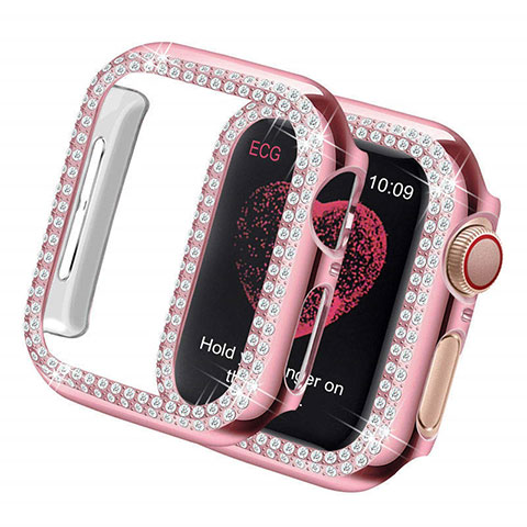 Funda Dura Rigida Lujo Diamante Brillante para Apple iWatch 5 44mm Rosa