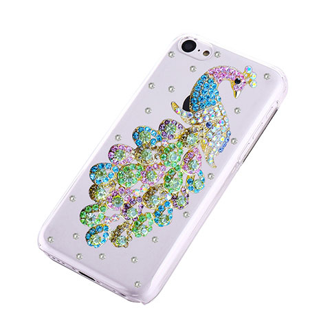 Funda Dura Rigida Lujo Diamante Brillante Pavo real para Apple iPhone 5C Verde