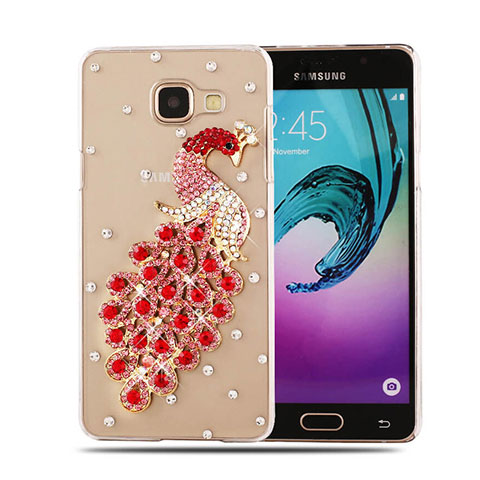 Funda Dura Rigida Lujo Diamante Brillante Pavo real para Samsung Galaxy A5 (2016) SM-A510F Rojo