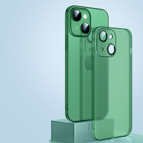 Funda Dura Ultrafina Carcasa Transparente Mate QC1 para Apple iPhone 14 Verde