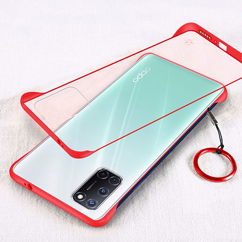 Funda Dura Ultrafina Carcasa Transparente Mate U01 para Oppo A92 Rojo