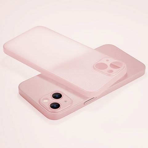 Funda Dura Ultrafina Carcasa Transparente Mate U02 para Apple iPhone 14 Rosa