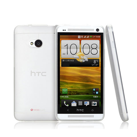 Funda Dura Ultrafina Transparente Mate para HTC One M7 Blanco