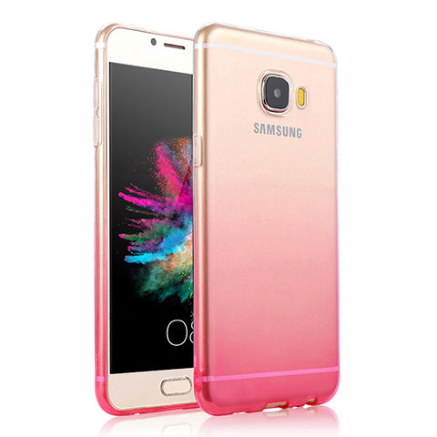 Funda Gel Ultrafina Transparente Gradiente para Samsung Galaxy C7 SM-C7000 Rosa