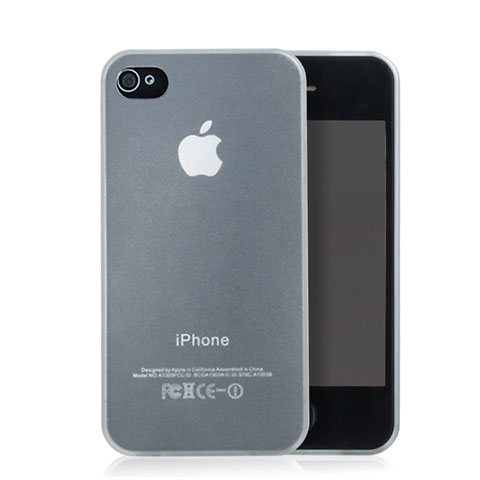 Funda Gel Ultrafina Transparente Mate para Apple iPhone 4 Blanco