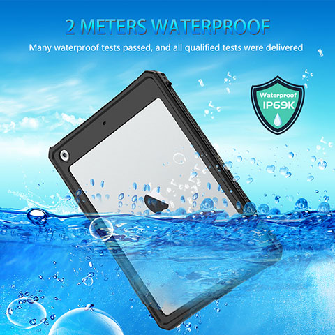 Funda Impermeable Bumper Silicona y Plastico Waterproof Carcasa 360 Grados para Apple iPad 10.2 (2021) Negro
