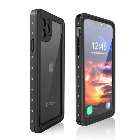 Funda Impermeable Bumper Silicona y Plastico Waterproof Carcasa 360 Grados para Apple iPhone 11 Pro Max Negro