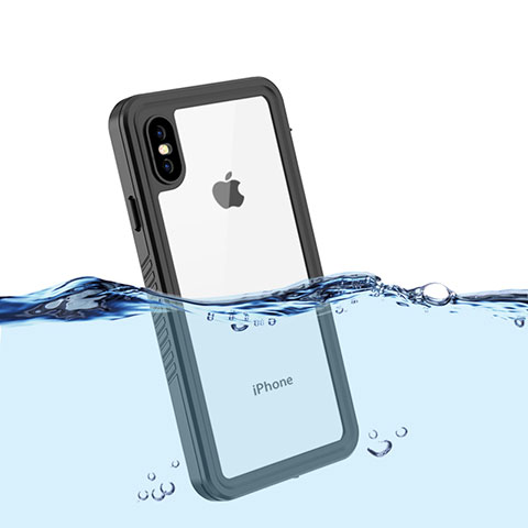 Funda Impermeable Bumper Silicona y Plastico Waterproof Carcasa 360 Grados para Apple iPhone Xs Negro