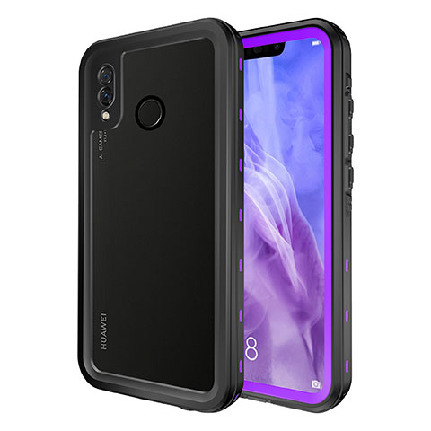 Funda Impermeable Bumper Silicona y Plastico Waterproof Carcasa 360 Grados para Huawei P20 Lite Morado