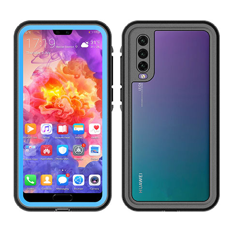 Funda Impermeable Bumper Silicona y Plastico Waterproof Carcasa 360 Grados para Huawei P20 Pro Azul Cielo