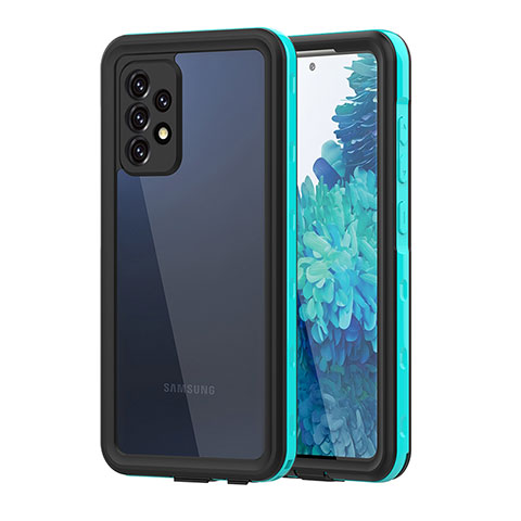 Funda Impermeable Bumper Silicona y Plastico Waterproof Carcasa 360 Grados para Samsung Galaxy A52 5G Azul y Negro