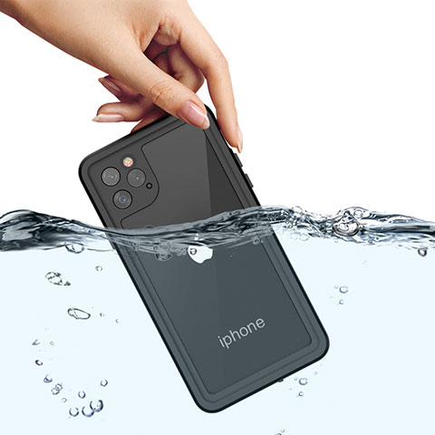 Funda Impermeable Bumper Silicona y Plastico Waterproof Carcasa 360 Grados W01 para Apple iPhone 11 Pro Max Negro