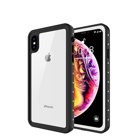 Funda Impermeable Bumper Silicona y Plastico Waterproof Carcasa 360 Grados W01 para Apple iPhone Xs Max Blanco