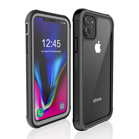 Funda Impermeable Bumper Silicona y Plastico Waterproof Carcasa 360 Grados W02 para Apple iPhone 11 Negro