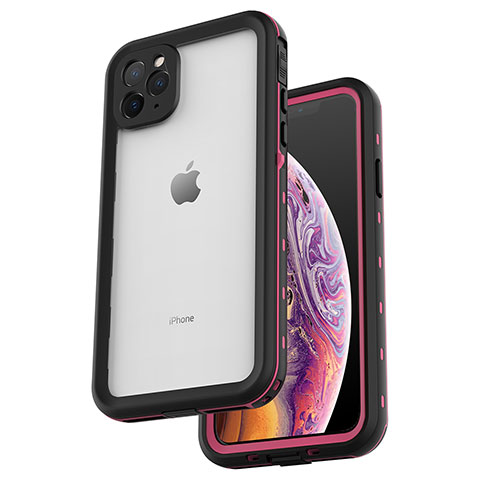 Funda Impermeable Bumper Silicona y Plastico Waterproof Carcasa 360 Grados W04 para Apple iPhone 11 Pro Oro Rosa