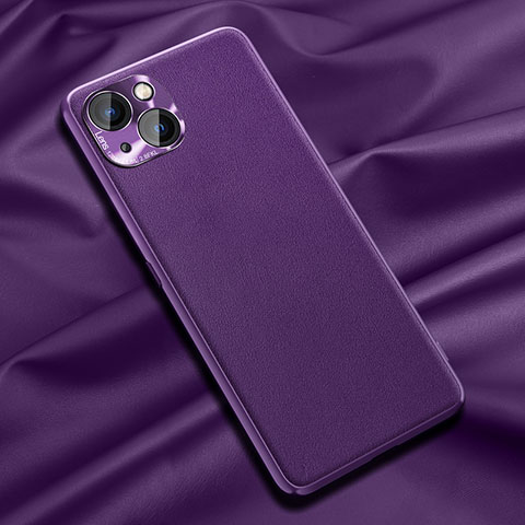 Funda Lujo Cuero Carcasa A01 para Apple iPhone 13 Mini Morado