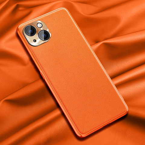 Funda Lujo Cuero Carcasa A01 para Apple iPhone 14 Plus Naranja