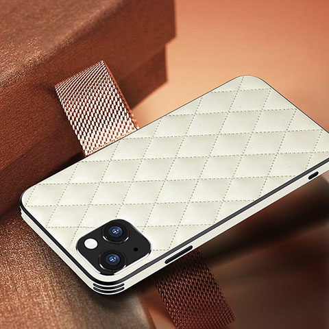 Funda Lujo Cuero Carcasa A07 para Apple iPhone 13 Mini Blanco