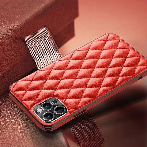 Funda Lujo Cuero Carcasa A07 para Apple iPhone 13 Pro Max Rojo