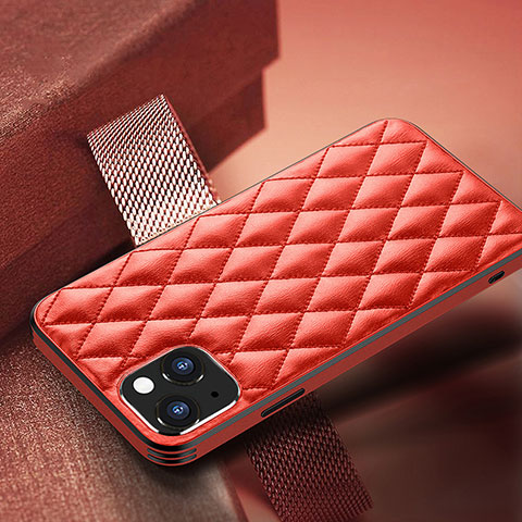 Funda Lujo Cuero Carcasa A07 para Apple iPhone 14 Plus Rojo