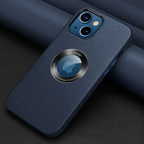 Funda Lujo Cuero Carcasa A08 para Apple iPhone 13 Mini Azul
