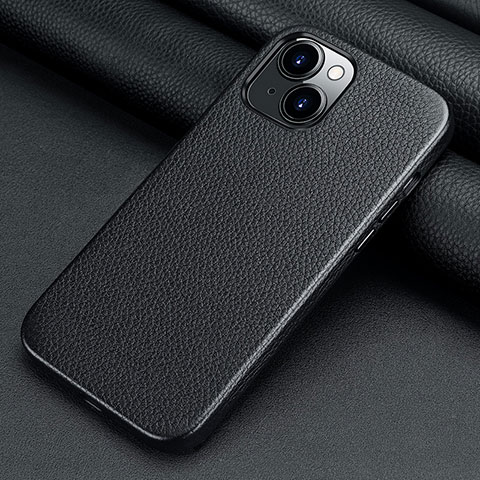 Funda Lujo Cuero Carcasa A09 para Apple iPhone 13 Negro