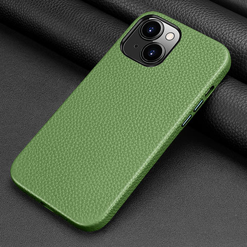 Funda Lujo Cuero Carcasa A09 para Apple iPhone 13 Verde