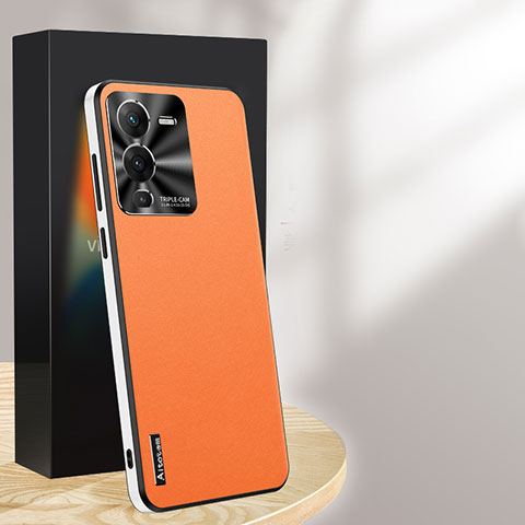 Funda Lujo Cuero Carcasa AT1 para Vivo V25 Pro 5G Naranja