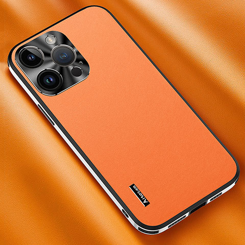 Funda Lujo Cuero Carcasa AT2 para Apple iPhone 13 Pro Max Naranja