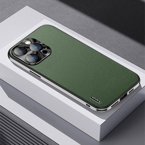 Funda Lujo Cuero Carcasa AT5 para Apple iPhone 14 Pro Max Verde
