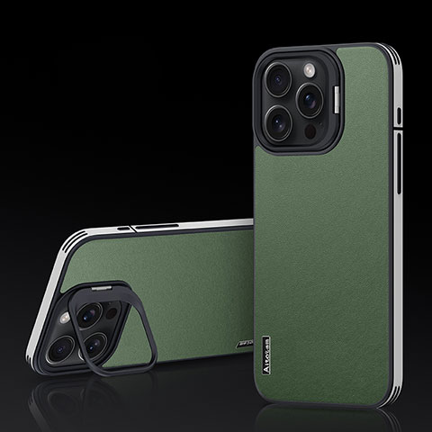 Funda Lujo Cuero Carcasa AT5 para Apple iPhone 14 Pro Verde