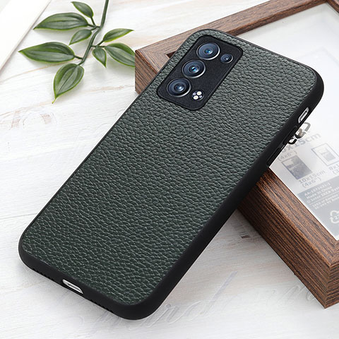 Funda Lujo Cuero Carcasa B02H para Oppo Reno6 Pro+ Plus 5G Verde