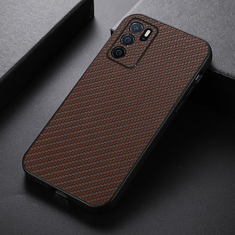 Funda Lujo Cuero Carcasa B05H para Oppo A54s Marron