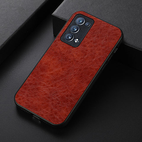 Funda Lujo Cuero Carcasa B05H para Oppo Reno6 Pro 5G Marron