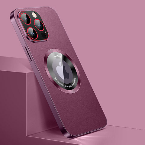 Funda Lujo Cuero Carcasa con Mag-Safe Magnetic QC1 para Apple iPhone 12 Pro Rojo