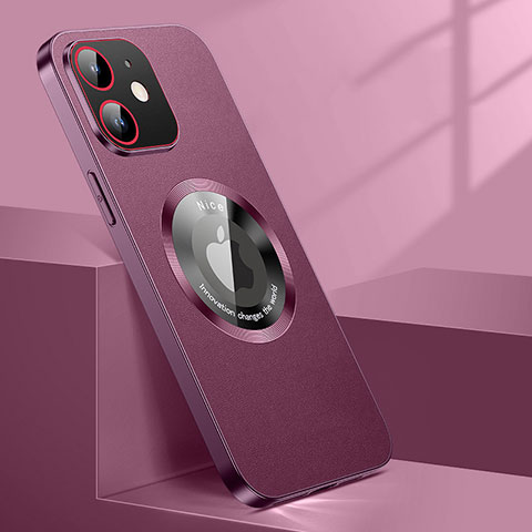 Funda Lujo Cuero Carcasa con Mag-Safe Magnetic QC1 para Apple iPhone 12 Rojo