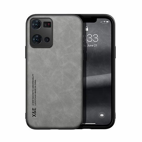 Funda Lujo Cuero Carcasa DY1 para Oppo Reno8 4G Gris