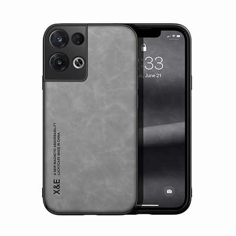 Funda Lujo Cuero Carcasa DY1 para Oppo Reno8 5G Gris