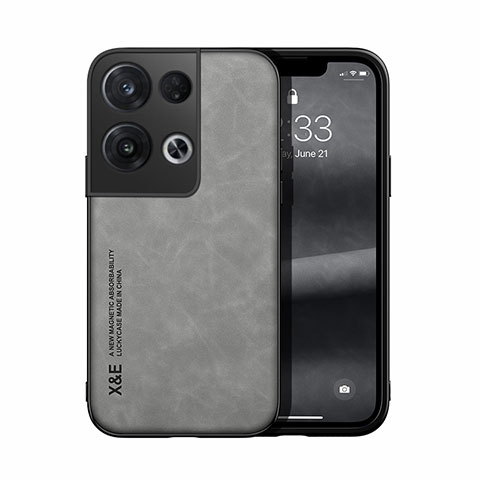 Funda Lujo Cuero Carcasa DY1 para Oppo Reno8 Pro 5G Gris